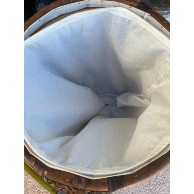 Tan Coastal Bent Bamboo/Rattan Hamper For Sale - Image 8 of 9