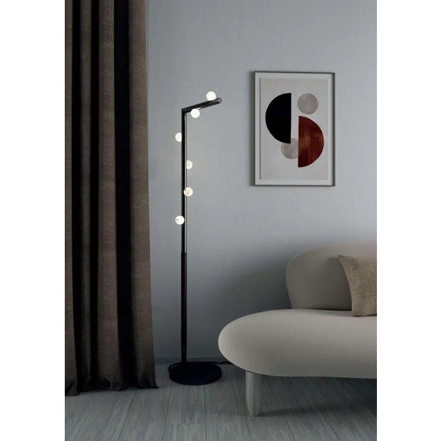 Contemporary Demetra Floor Lamp in Brushed Burnished Metal by Alabastro Italiano For Sale - Image 3 of 4
