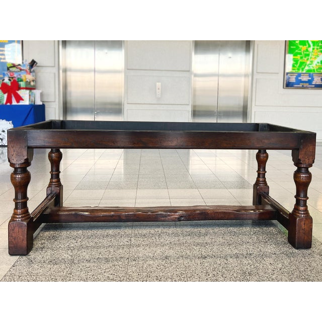 19th Century English Oak Trestle Farm Table For Sale - Image 9 of 17