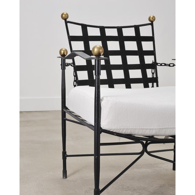 Black Set of Four Mario Papperzini Amalfi Iron Lounge Garden Chairs For Sale - Image 8 of 18