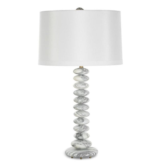 Contemporary Stacked Marble Stone Table Lamp For Sale - Image 3 of 5
