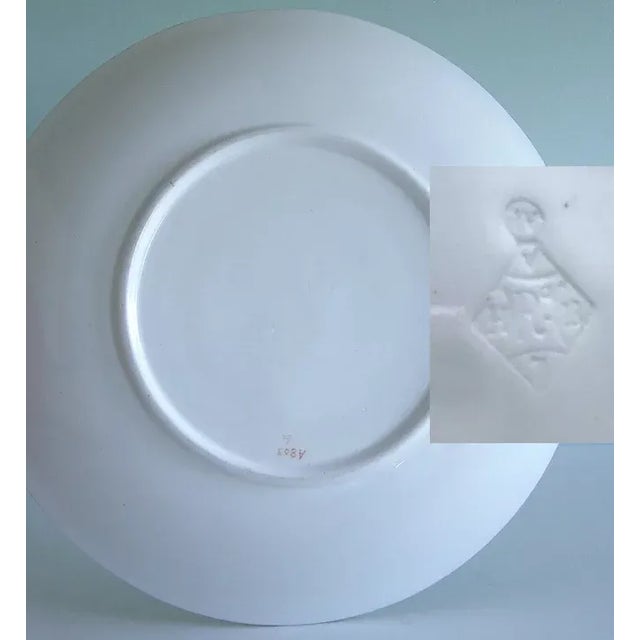 Turquoise 1850 Antique English Minton Porcelain Ribbed Turquoise Serving Plates - A Pair For Sale - Image 8 of 10