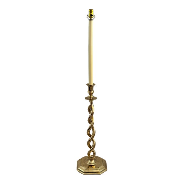 Vintage Brass Barley Twist Floor Lamp For Sale