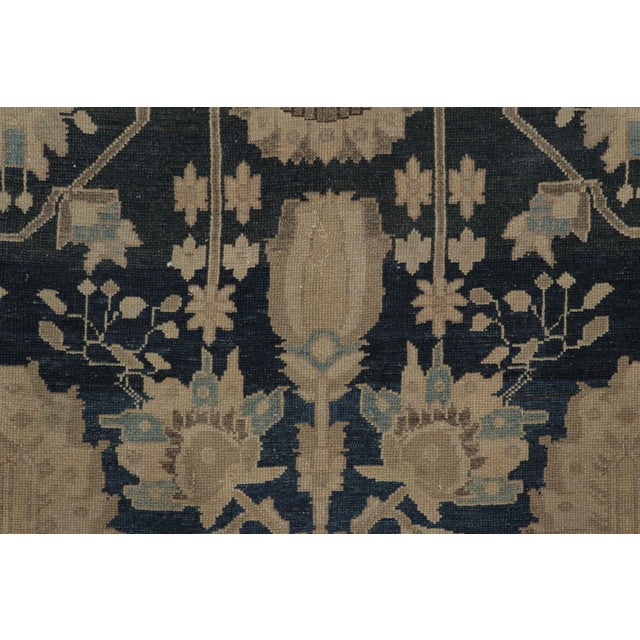 Traditional Antique Persian Malayer Rug in Blue and Beige With Floral Pattern - Rug & Kilim For Sale - Image 3 of 7