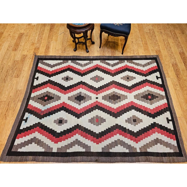 Vintage Native American Navajo Rug, Handwoven Wool, Eye Dazzler Pattern, 5x7 For Sale - Image 10 of 11