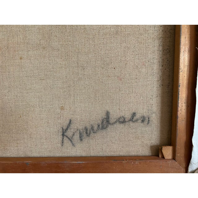 Mid-Century Modern 1970’s Original Large Modernist Abstract Female Nude in Interior Outsider Folk Art Oil Painting For Sale - Image 3 of 5