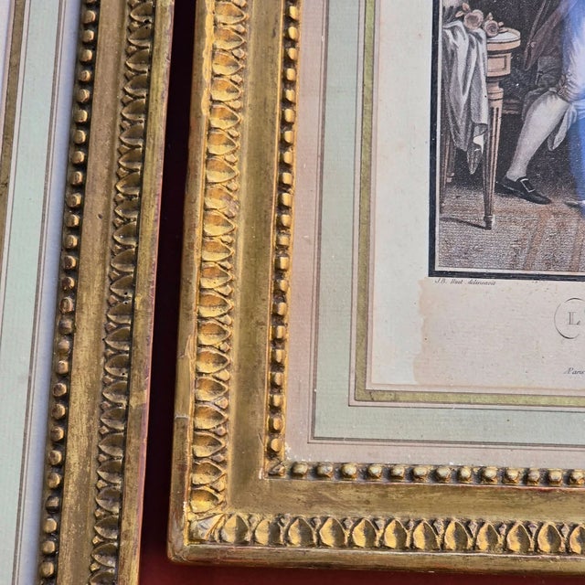 The declaration - the pressant lover romantic pair of late 18th-century french engravings in splendid original...