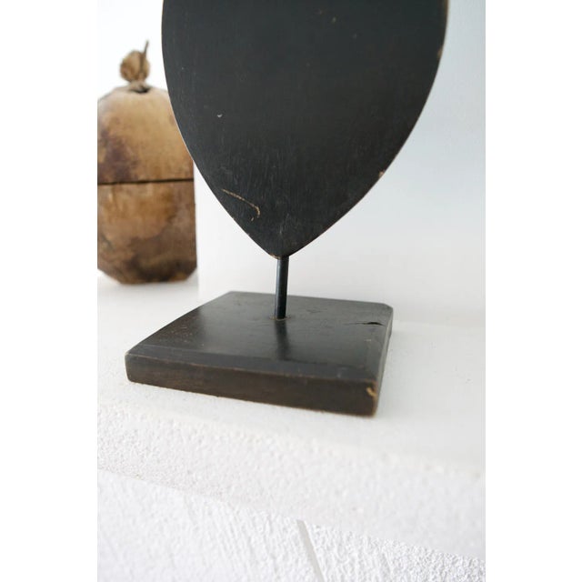 Ethnic Floating Head/Mask on Carved Wooden Pedestal For Sale - Image 5 of 10