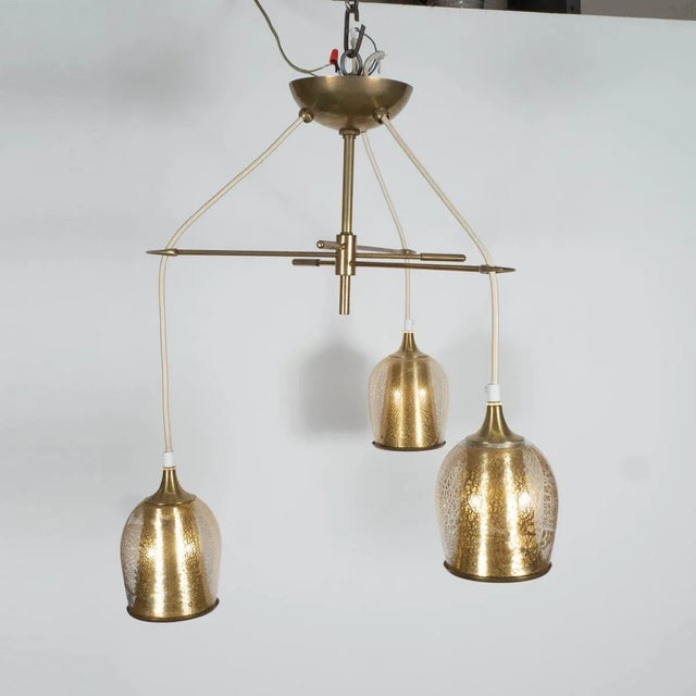Vintage Gold-Flecked Murano Glass Suspension Chandelier For Sale - Image 4 of 9