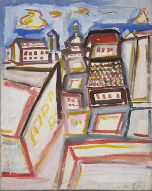Colored City - Oil on Canvas by Mario Martini 1980 1980