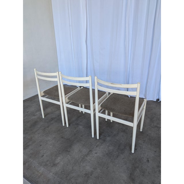Brown Vintage White Wooden Chair with Fabric Seat, 1970s For Sale - Image 8 of 18