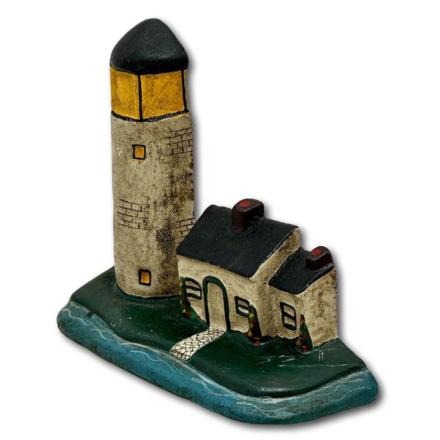 Excellent Antique American Cast Iron New England Cape Cod Lighthouse & Salt Box Cottage Doorstop Circa 1920s For Sale In Boston - Image 6 of 18