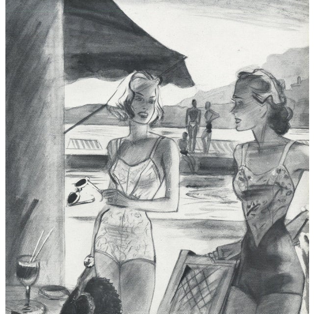 Contemporary 1938 Set of 2 French Summer Beach Fashion Prints For Sale - Image 3 of 3