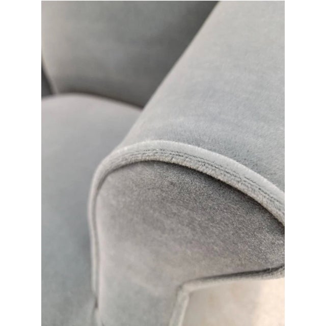 Gray Vintage Postmodern Donghia Luciano Lounge Chair & Ottoman Newly Reupholstered in Mohair For Sale - Image 8 of 8