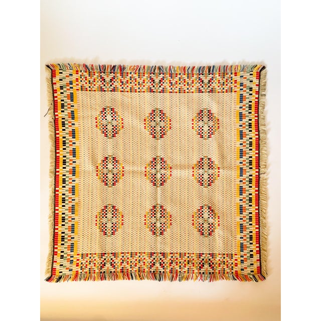 Mid-Century Multicolored Hand Woven Overshot Textile For Sale - Image 4 of 12