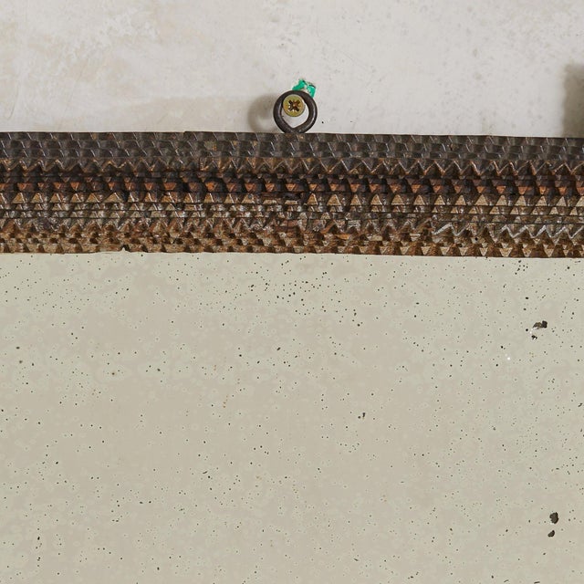 Wood French Tramp Art Wall Mirror with Zigzag Frame, Late 19th-Century - For Sale - Image 7 of 11