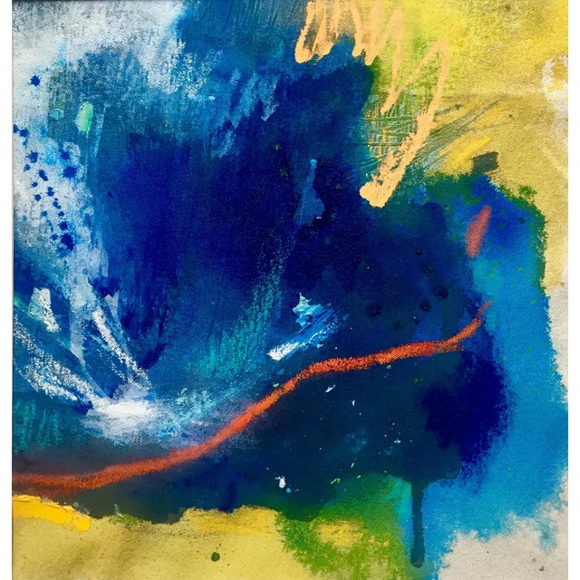 Modern Organic Blue Abstract Expressionist Painting Titled "H20 Pure" For Sale