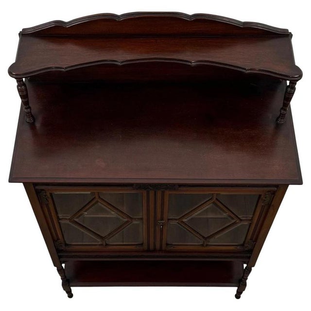 Antique Early 20th Century English Edwardian Mahogany Display Cabinet Vitrine For Sale - Image 4 of 11