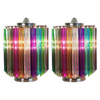 Multicolored Quadriedri Table Lamps, Murano, 1990s, Set of 2 For Sale
