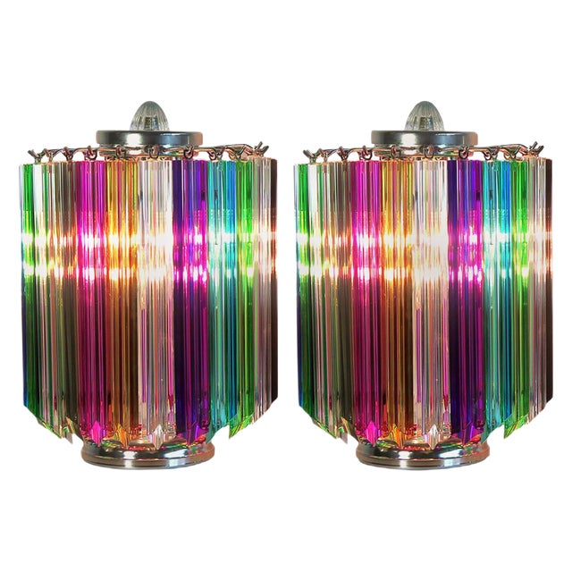 Multicolored Quadriedri Table Lamps, Murano, 1990s, Set of 2 For Sale