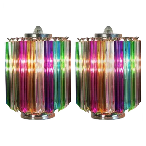 Multicolored Quadriedri Table Lamps, Murano, 1990s, Set of 2