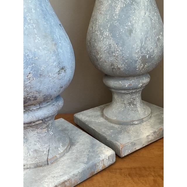 Off-white Vintage Monumental Faux Finished Balustrade Lamps - A Pair For Sale - Image 8 of 12