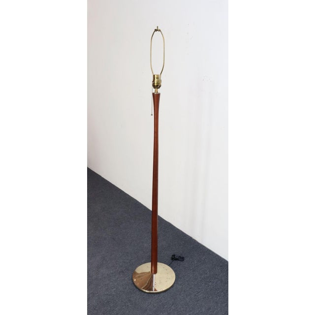 1960s Vintage Scandinavian Sculptural Solid Teak and Brass Floor Lamp For Sale - Image 5 of 18