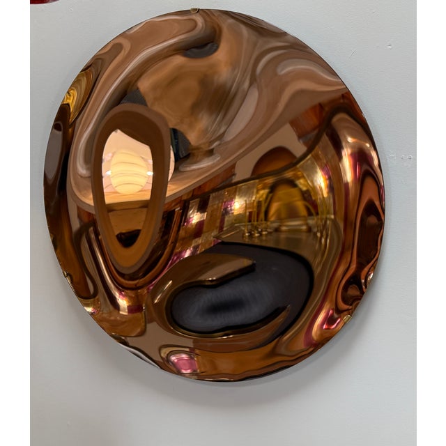 1970s Rose Gold Convex Mirror, 1970s For Sale - Image 5 of 8