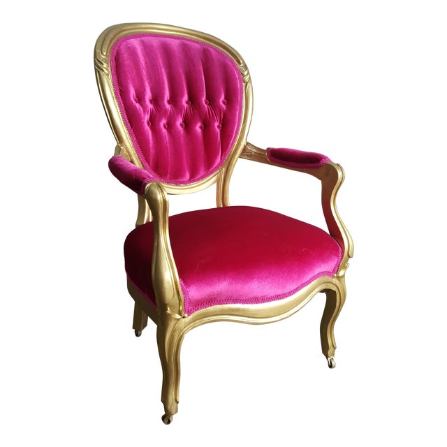 Victorian Antique Pink Velvet and Gold Chair Chairish