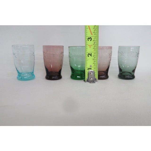 Mid 20th Century Aperitif Cordial Glasses Set of 5 Colorful Sipping Liqueur Small Shot Cups For Sale - Image 9 of 9