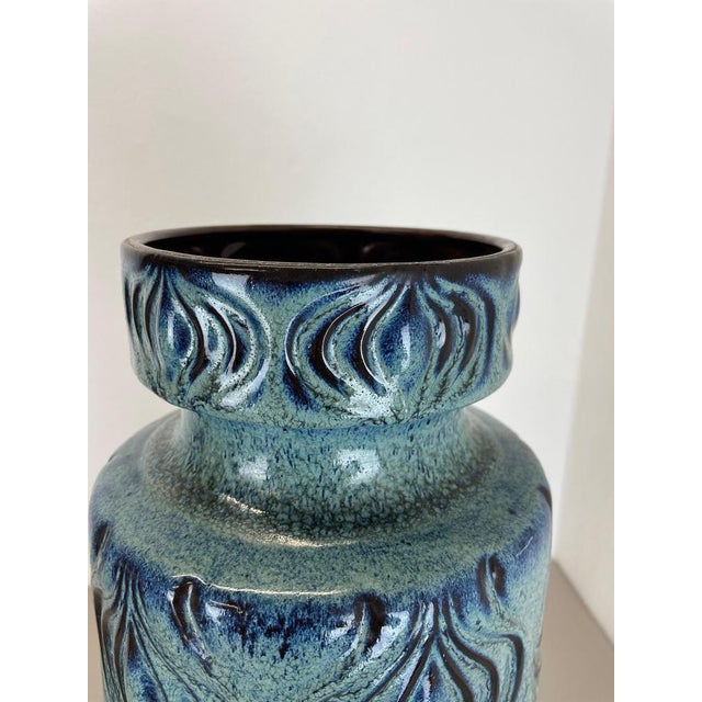 Turquoise Vintage Turquoise Vase in Fat Lava from Scheurich, 1970s For Sale - Image 8 of 18