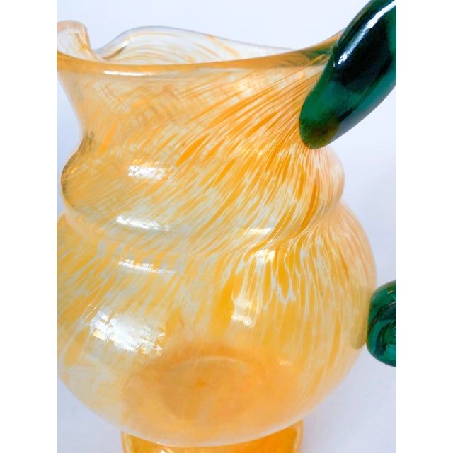 Orange Late 20th Century Orange and Green Blown Glass Pitcher For Sale - Image 8 of 8