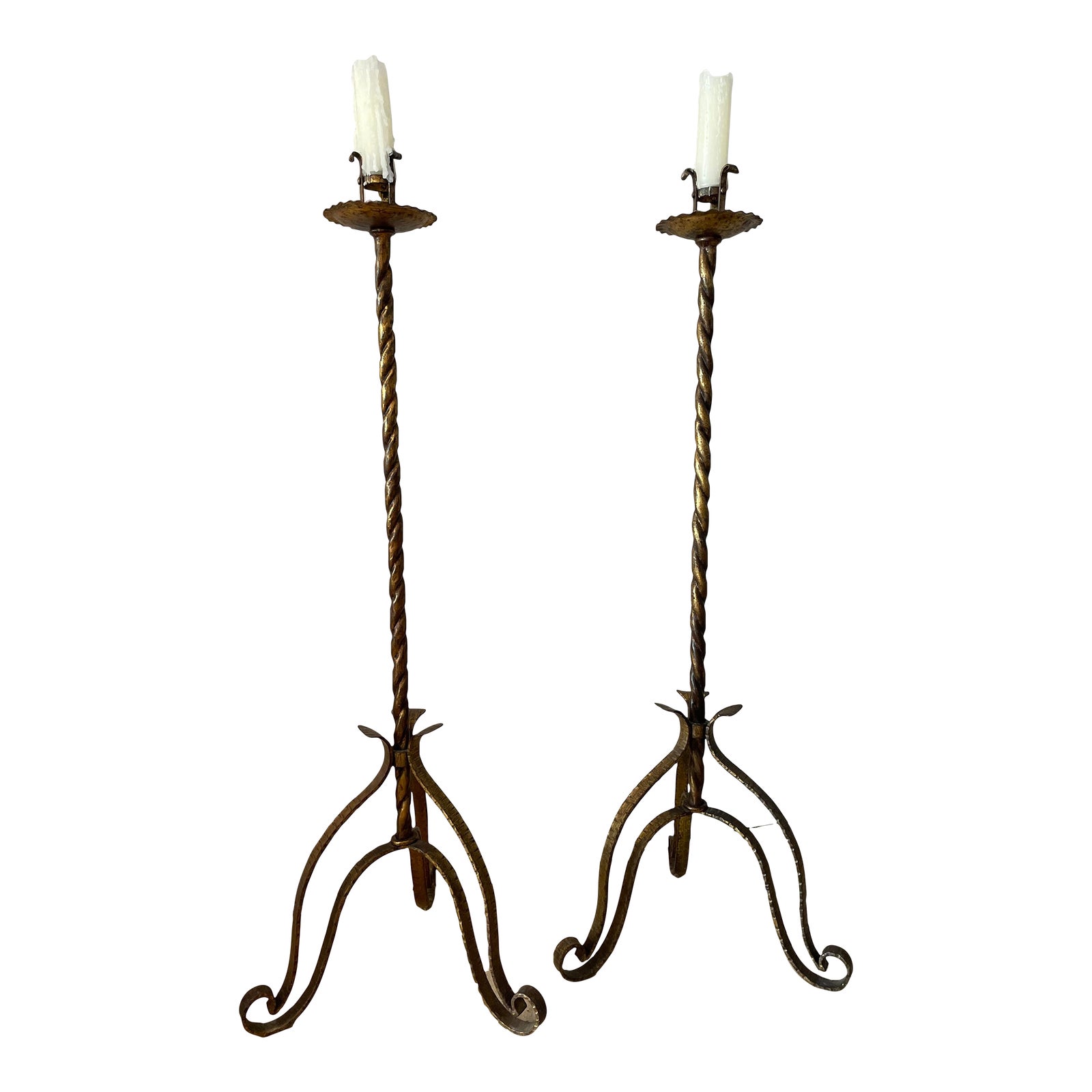 Antique Iron Floor Candle Holders a Pair Chairish