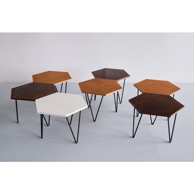 1950s Modular Hexagonal Coffee Tables by Gio Ponti for Isa Bergamo, Italy, 1950s, Set of 7 For Sale - Image 5 of 17