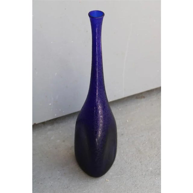 Blue Bottle-Shaped Glass Vase in Cobalt, 1950 For Sale - Image 8 of 8