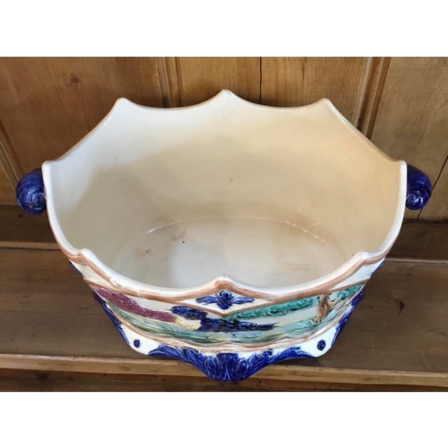 Late 19th Century French Majolica Kingfisher Pattern Jardiniere 19th Century For Sale - Image 5 of 7