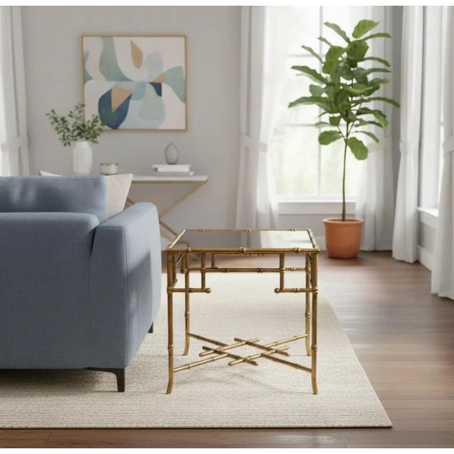 2020s Hollywood Regency Gold Faux Bamboo Side Table For Sale - Image 5 of 5