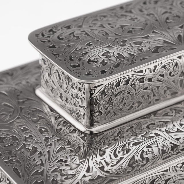 American Silver 3-Tier Cigar Box from Tiffany & Co., 1920s For Sale - Image 14 of 18