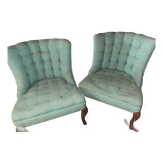 Two Vintage Mid-Century Hollywood Regency Style Slipper Chairs For Sale