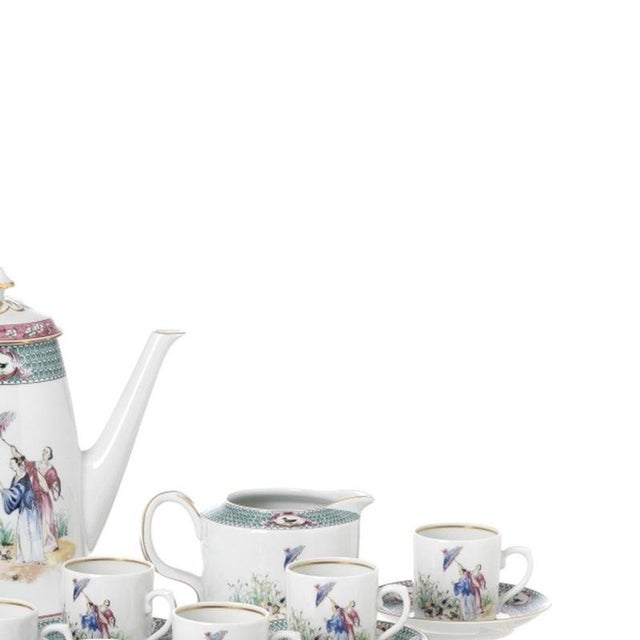 Porcelain Lady with Parasol Coffee Service from Vista Alegre, Set of 27 For Sale - Image 4 of 6