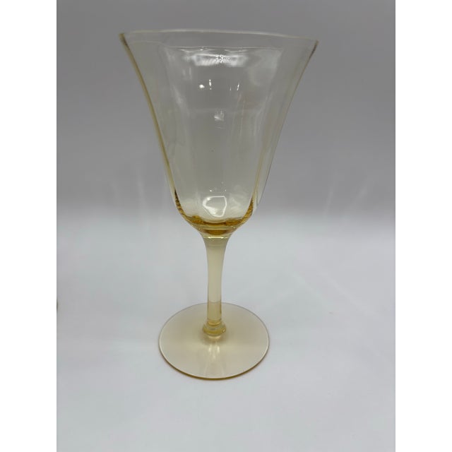 Glass Set of 4 Vintage Yellow Water Glasses For Sale - Image 7 of 9