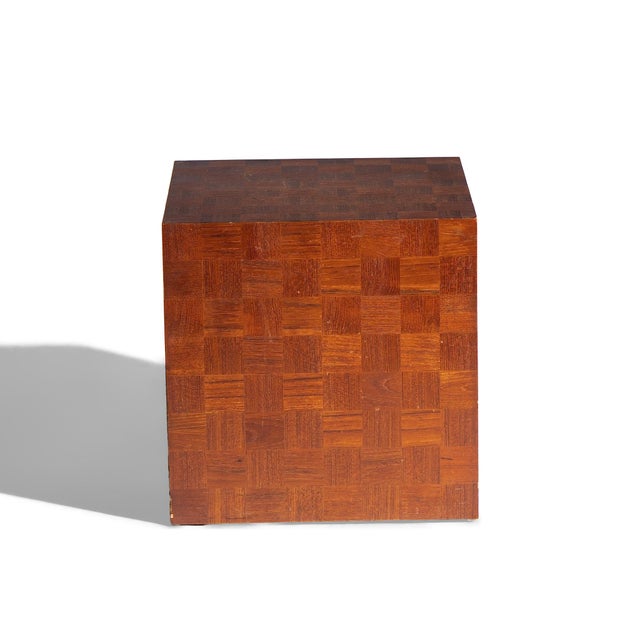 Thayer Coggin Style Mid Century Walnut Parquet Cube End Table This side table measures: 16 wide x 16 deep x 16 inches high...