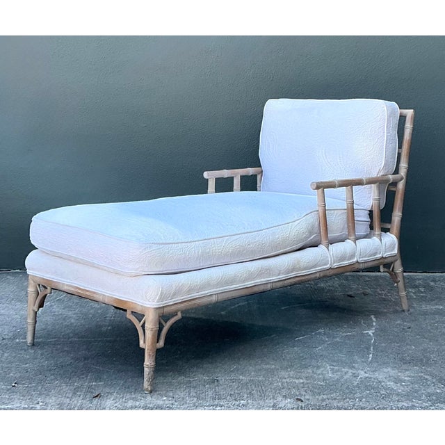 Vintage Fretwork Rattan Chaise Lounge For Sale - Image 4 of 12