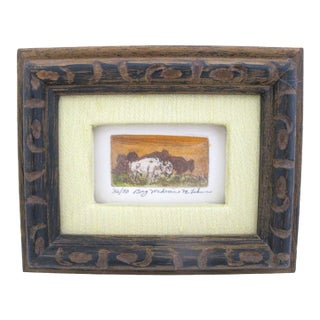 Mary Lehman Western Big Medicine White Bison Signed Limited Ed Miniature Etching For Sale