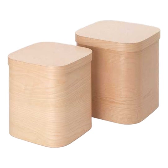 Square Wooden Box with Rounded Edges by Villahomecollection For Sale