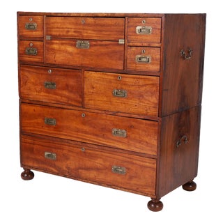 Anglo Chinese Antique Campaign Chest With Desk For Sale