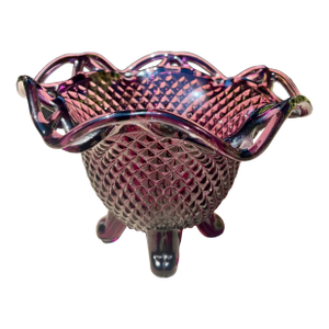 Mid 20th Century Imperial Glass Laced Edge Footed Amethyst Bowl