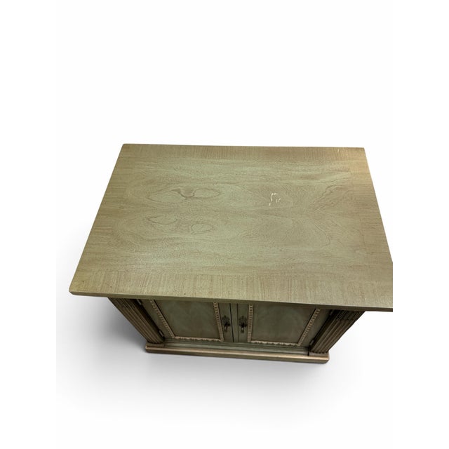 Wood Pair of Vintage Neoclassical Sage Green Nightstands Commodes by White Fine Furniture Co. For Sale - Image 7 of 10