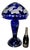 Bristol Cobalt Blue Cut Glass Lamp with Glass Shade, 1920s For Sale