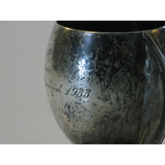 Art Deco Trophy in Solid Sterling Silver. Reads "Premio Cabrero, Madrid 1933" Antique For Sale - Image 3 of 13